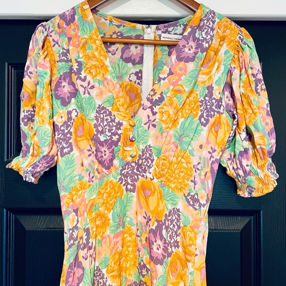Faithfull The Brand Marie Louise midi Ade floral print Dress 6 - Picture 6 of 6